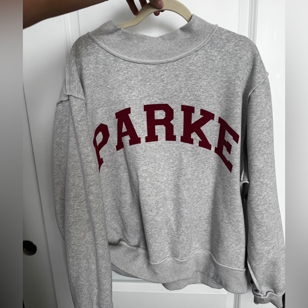 Parke Women's Gray and Red Crew Neck Sweater